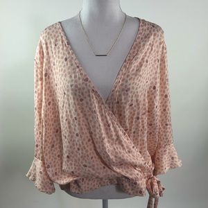 LC Lauren Conrad Pink Polka Dot Blouse